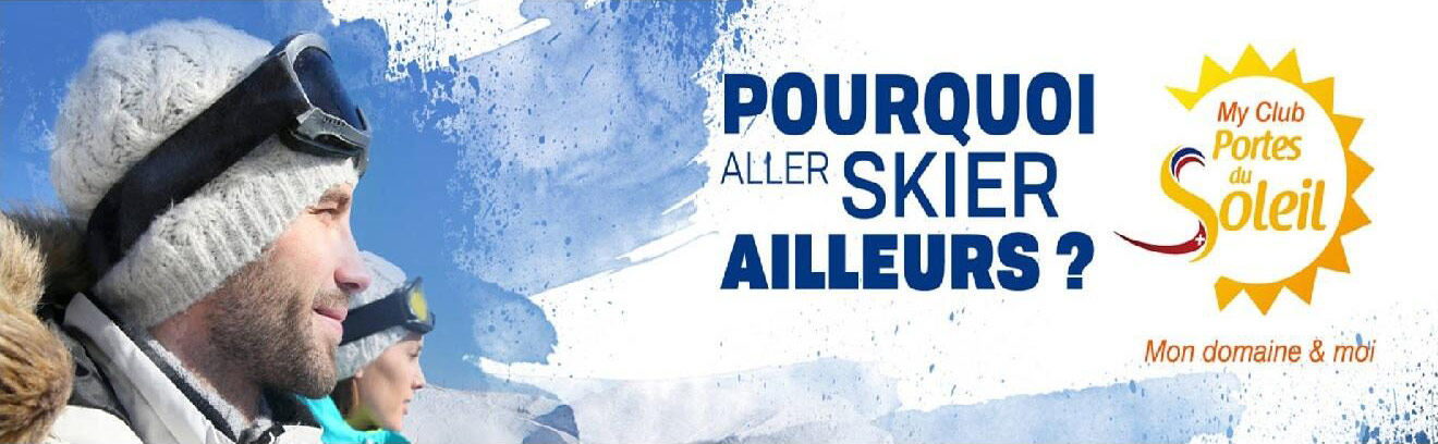 Bandeau My Club Portes du Soleil avec têtes de skieur